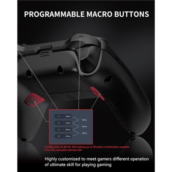 Asura 2 Pro PC Game Controller Wireless Gamepad w/ Programmable M Buttons Black - Picture 4 of 6
